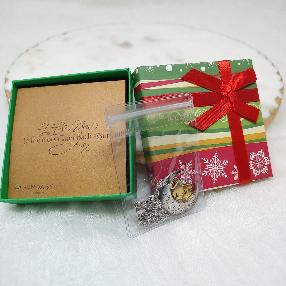 Gold And Silver Daughter Gift Necklace with Engraved Pendant
